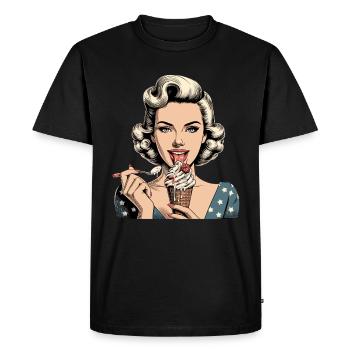 Pin Up Retro Rockabilly Cream Soft Serve Cream Gift - Men's Premium Organic T-Shirt - black - Front - Nico (187cm)