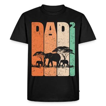 Dad High 2 Elephant Two Kids Father's Day Gift - Men's Premium Organic T-Shirt - black - Front - Nico (187cm)