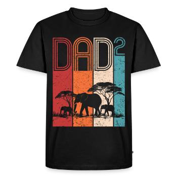 Dad of Two Kids Safari Elephant Father's Day - Men's Premium Organic T-Shirt - black - Front - Nico (187cm)
