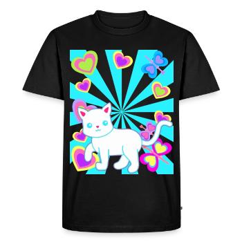 Chat Chats Enfant Enfants Bébé Rétro Coeur - T-shirt Premium bio Homme - noir - Devant - Nico (187cm)