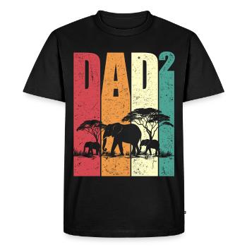 Dad Up Two Elephants Safari Retro Gift - Men's Premium Organic T-Shirt - black - Front - Nico (187cm)