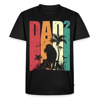 Dad Tall Two Lion Safari Retro Gift Father's Day - Men's Premium Organic T-Shirt - black - Front - Nico (187cm)