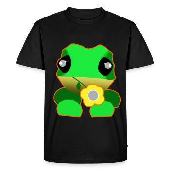 Grenouille mignonne avec fleur - T-shirt Premium bio Homme - noir - Devant - Nico (187cm)