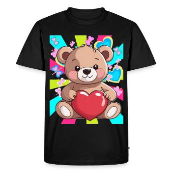 Teddy Ours en peluche Coeur Coeurs Saint-Valentin Saint-Valentin - T-shirt Premium bio Homme - noir - Devant - Nico (187cm)