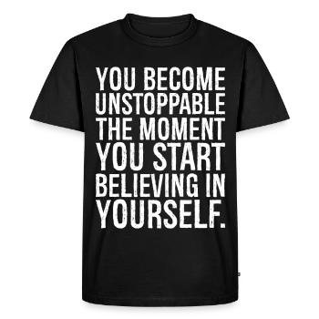 vous devenez imparable dès que vous commencez - T-shirt Premium bio Homme - noir - Devant - Nico (187cm)