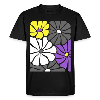 Fleurs rétro de fierté non binaire avec couleurs de drapeau Enby - T-shirt Premium bio Homme - noir - Devant - Nico (187cm)