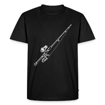 Dessin de canne à pêche - T-shirt Premium bio Homme - noir - Devant - Nico (187cm)