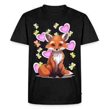 Fox Foxes Child Kids Heart Retro 80s - Men's Premium Organic T-Shirt - black - Front - Nico (187cm)