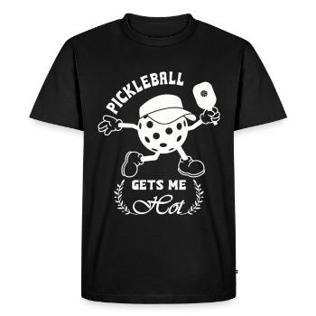 Pickleball gets me hot - Men's Premium Organic T-Shirt - black - Front - Nico (187cm)