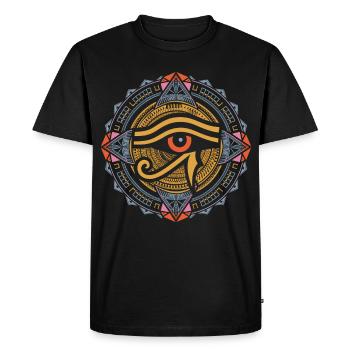 Mandala de l’Oeil de Râ | Art égyptien psychédélique - T-shirt Premium bio Homme - noir - Devant - Nico (187cm)