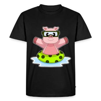 Pig Swimming Swimming Ring Summer - Men's Premium Organic T-Shirt - black - Front - Nico (187cm)