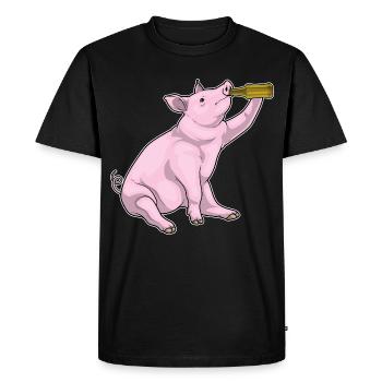 Bouteille de bière de porc - T-shirt Premium bio Homme - noir - Devant - Nico (187cm)