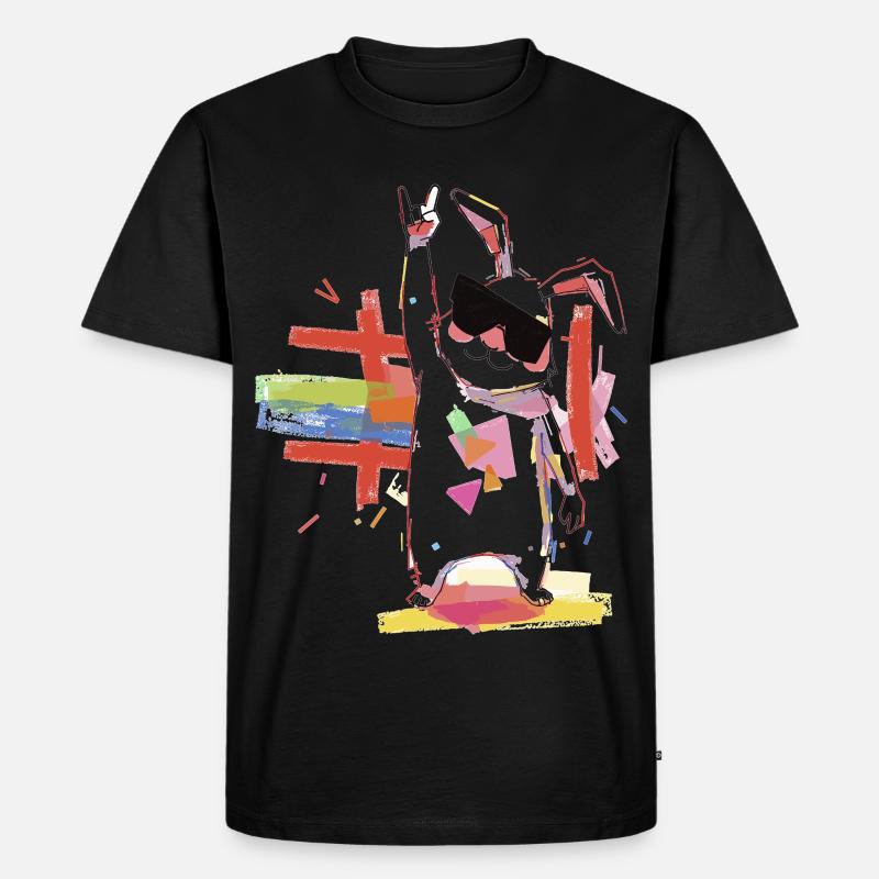 Regenbogenroboter Partystar - Männer Premium Bio T-Shirt - Schwarz