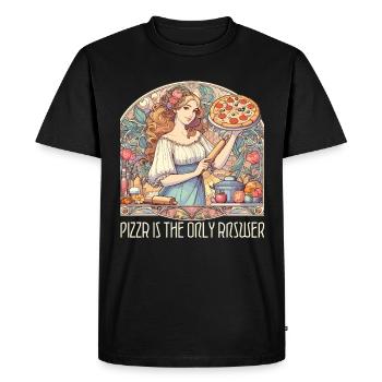 La pizza est la seule réponse Cadeau drôle - T-shirt Premium bio Homme - noir - Devant - Nico (187cm)