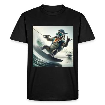Style de sports nautiques Cool Crocodile - T-shirt Premium bio Homme - noir - Devant - Nico (187cm)