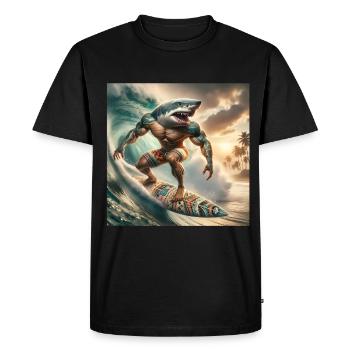 Surfer Shark Design Créatif - T-shirt Premium bio Homme - noir - Devant - Nico (187cm)