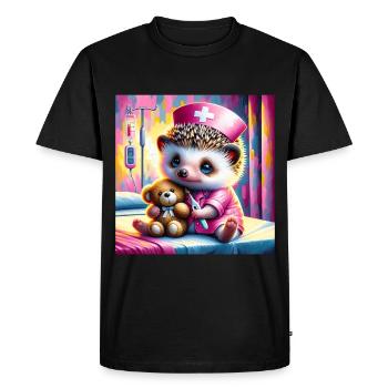 Cute hedgehog in the nursing room - Men's Premium Organic T-Shirt - black - Front - Nico (187cm)