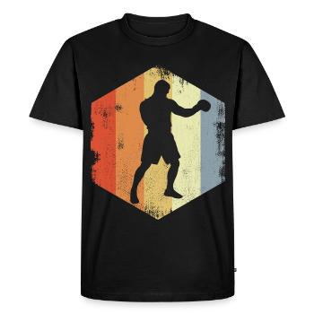Vintage Boxer Drawing - Men's Premium Organic T-Shirt - black - Front - Nico (187cm)