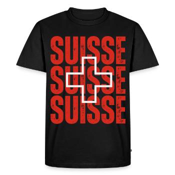 Drapeau de la Suisse, fierté suisse - T-shirt Premium bio Homme - noir - Devant - Nico (187cm)