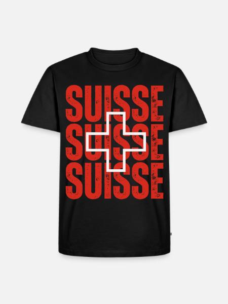Drapeau de la Suisse, fierté suisse - T-shirt Premium bio Homme - noir