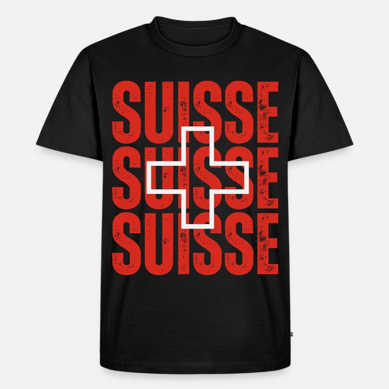 Flagge der Schweiz, Schweizer Stolz - Männer Premium Bio T-Shirt - Schwarz