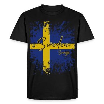 Fierté suédoise, drapeau de la Suède - T-shirt Premium bio Homme - noir - Devant - Nico (187cm)