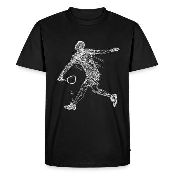 Dessin de badminton - T-shirt Premium bio Homme - noir - Devant - Nico (187cm)