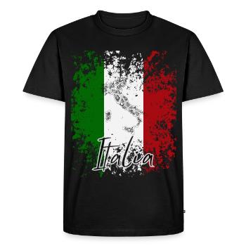 Drapeau italien, fierté italienne - T-shirt Premium bio Homme - noir - Devant - Nico (187cm)
