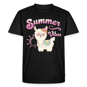 Lama Alpaga d’été - Summer Vibes - T-shirt Premium bio Homme - noir - Devant - Nico (187cm)