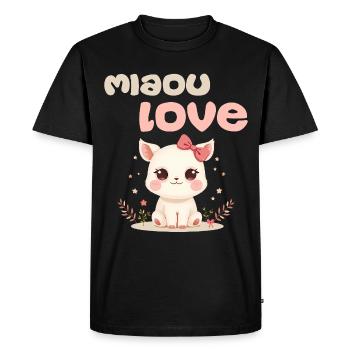 Meow Love Character by Helfspawn - Men's Premium Organic T-Shirt - black - Front - Nico (187cm)