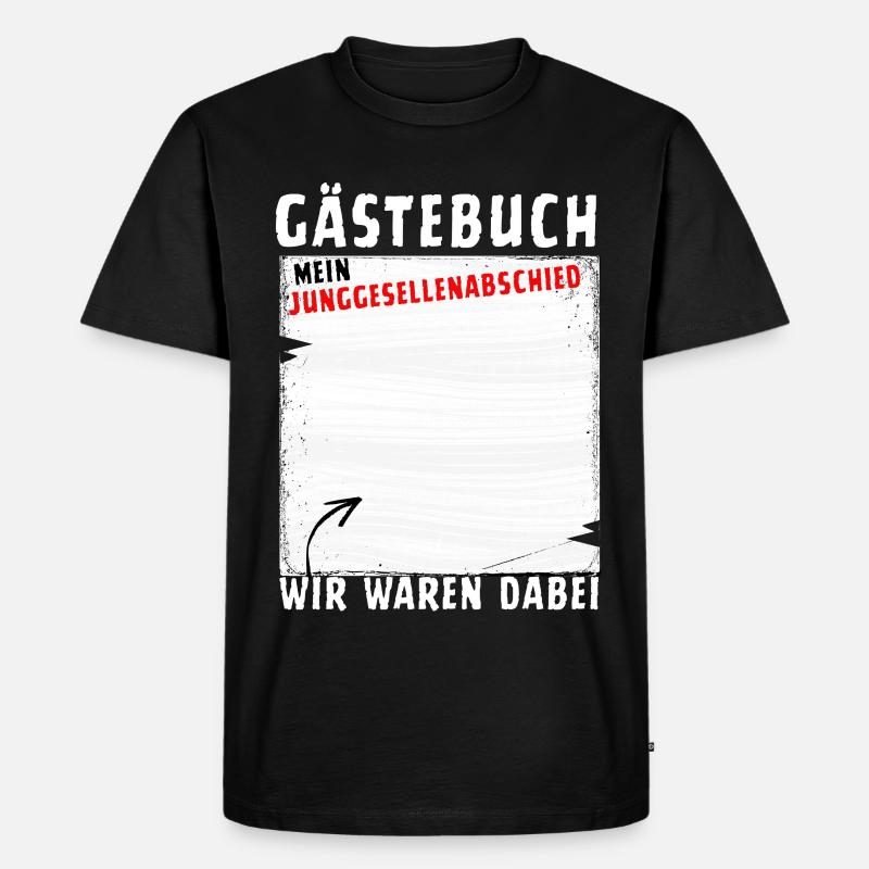 Gästebuch Junggesellenabschied - Männer Premium Bio T-Shirt - Schwarz
