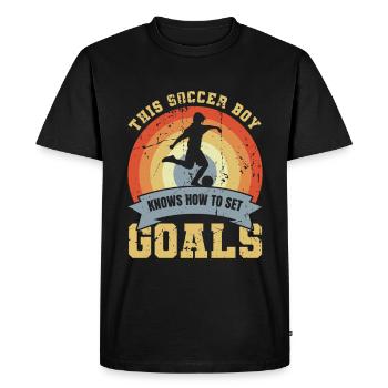 Football masculin - T-shirt Premium bio Homme - noir - Devant - Nico (187cm)