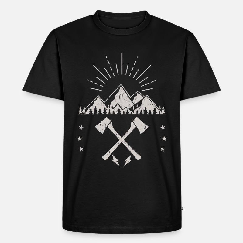 Rugged Mountain Sunrise Axe Emblem - Men's Premium Organic T-Shirt - black