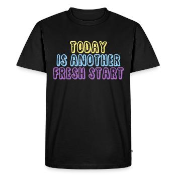 Aujourd’hui, c’est un nouveau départ - T-shirt Premium bio Homme - noir - Devant - Nico (187cm)