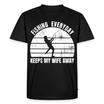 Blague du pêcheur - T-shirt Premium bio Homme - noir - Devant - Nico (187cm)