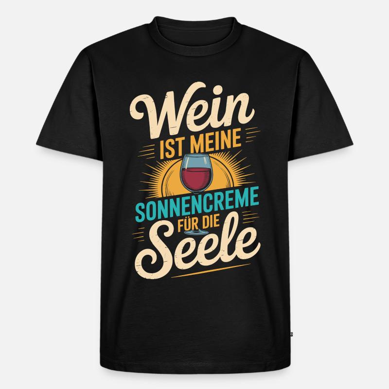 Wein als Sonnencreme der Seele - Männer Premium Bio T-Shirt - Schwarz
