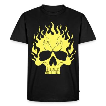 Yellow Flaming Skull - Men's Premium Organic T-Shirt - black - Front - Nico (187cm)