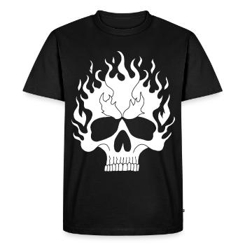 White Flaming Skull - Men's Premium Organic T-Shirt - black - Front - Nico (187cm)