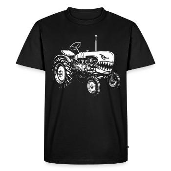 Shark Tractor Attack - Men's Premium Organic T-Shirt - black - Front - Nico (187cm)