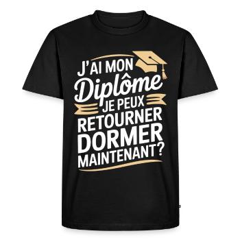 J’ai Mon Diplôme Je Peux Retourner Dormir Humour - T-shirt Premium bio Homme - noir - Devant - Nico (187cm)