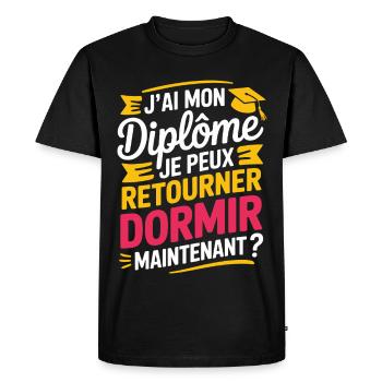 J’ai Mon Diplôme Je Peux Retourner Dormir - T-shirt Premium bio Homme - noir - Devant - Nico (187cm)