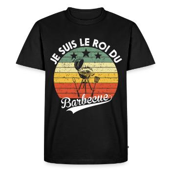 Papa Cadeau Barbecue Drôle Humour Fête des Pères - T-shirt Premium bio Homme - noir - Devant - Nico (187cm)