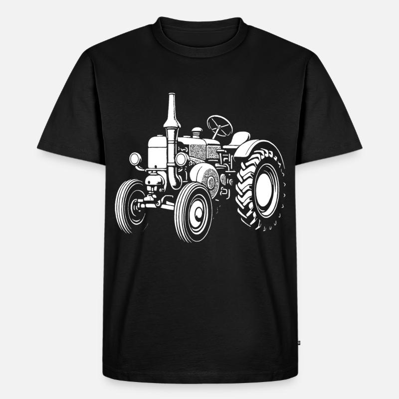 Nostalgischer Ackerheld - Männer Premium Bio T-Shirt - Schwarz