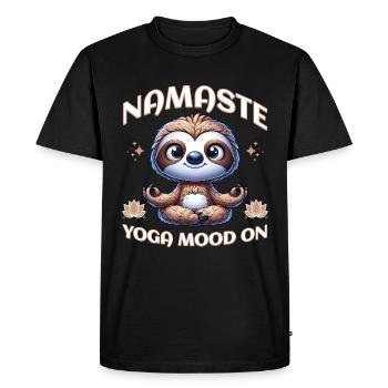 Namaste Sloth Yoga Mood - Men's Premium Organic T-Shirt - black - Front - Nico (187cm)
