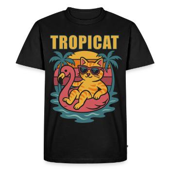 TROPICAT -Funny Summer Cat Design - Men's Premium Organic T-Shirt - black - Front - Nico (187cm)
