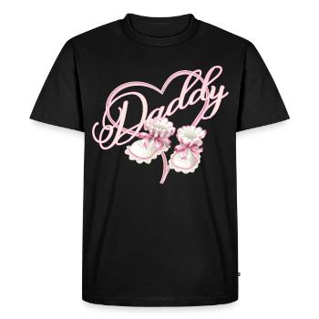 Papa avec fille coeur bébé chaussures rose - T-shirt Premium bio Homme - noir - Devant - Nico (187cm)