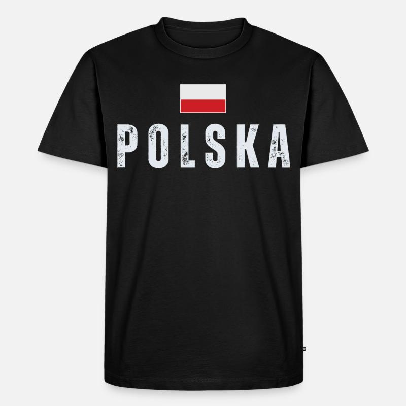 Polnische Flagge, Polnischer Stolz - Männer Premium Bio T-Shirt - Schwarz