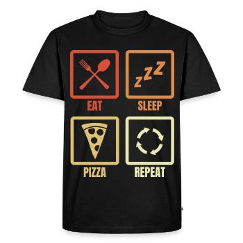 Manger dormir pizza répéter - T-shirt Premium bio Homme - noir - Devant - Nico (187cm)