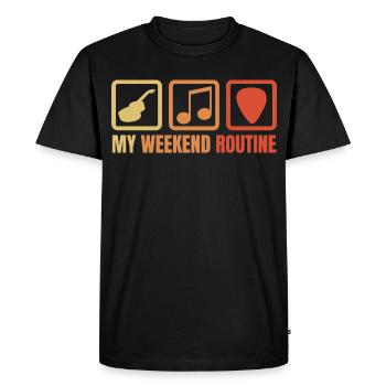 Routine du week-end guitariste - T-shirt Premium bio Homme - noir - Devant - Nico (187cm)
