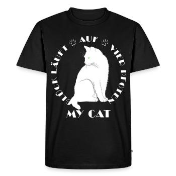 Le bonheur court sur quatre pattes - Chats - mon chat - T-shirt Premium bio Homme - noir - Devant - Nico (187cm)